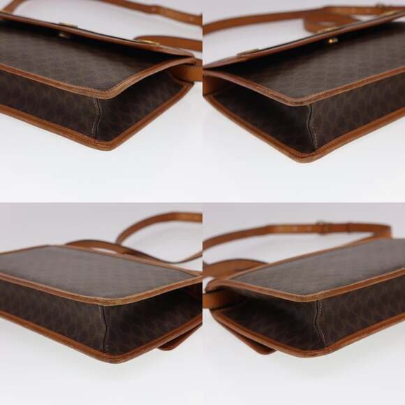 CELINE Macadam Canvas Shoulder Bag Pvc Leather Brown - Picture 10 of 12